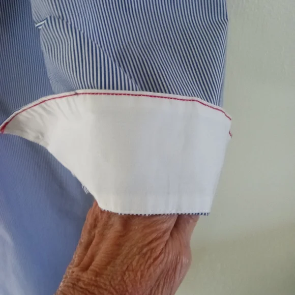 Mer Sea Coastal Blue Pin Stripe Essential Shirt Dress | L/XL - Picture 6 of 11